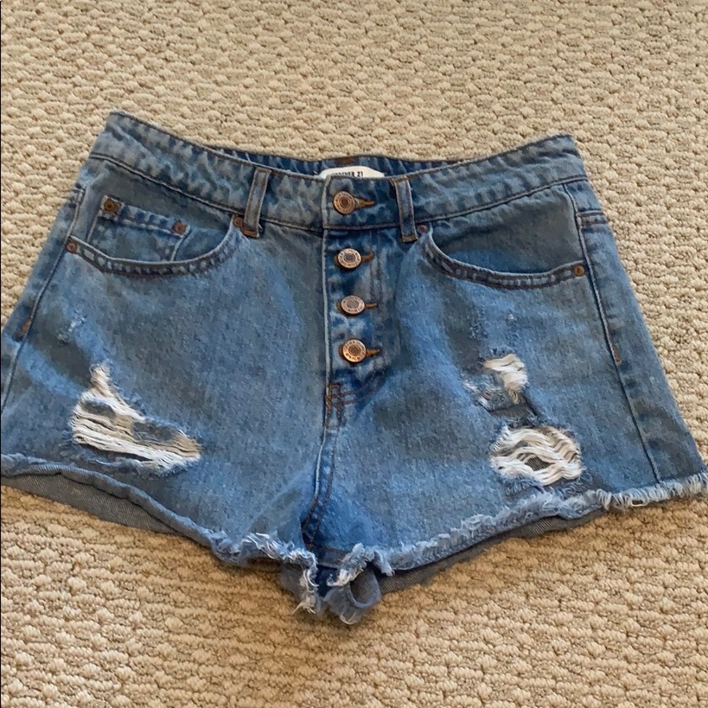 High waisted denim shorts
